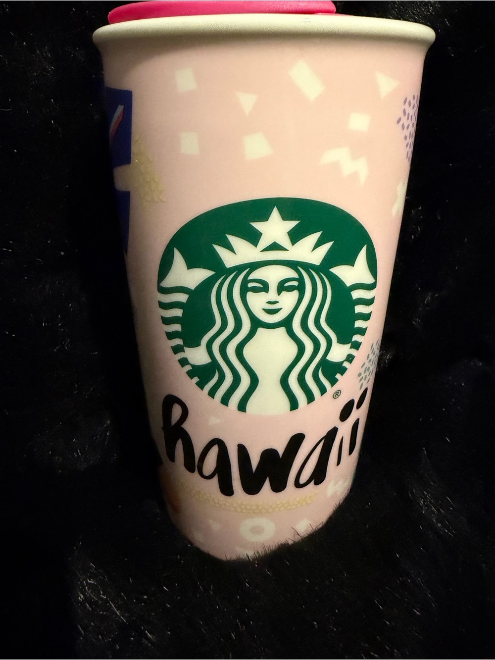 Starbucks Pink Ceramic Hawaii Travel Mug with Green Logo